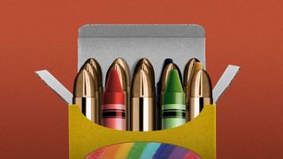 Illustration von Kugeln und Buntstiften in einer Buntstiftbox.